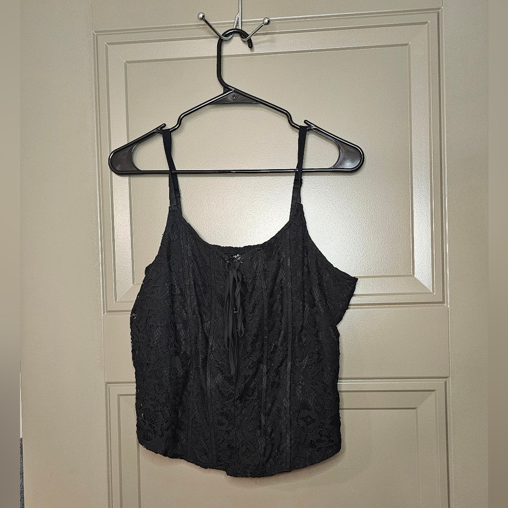 Black Lace Corset Style Sleeveless Cropped Top
